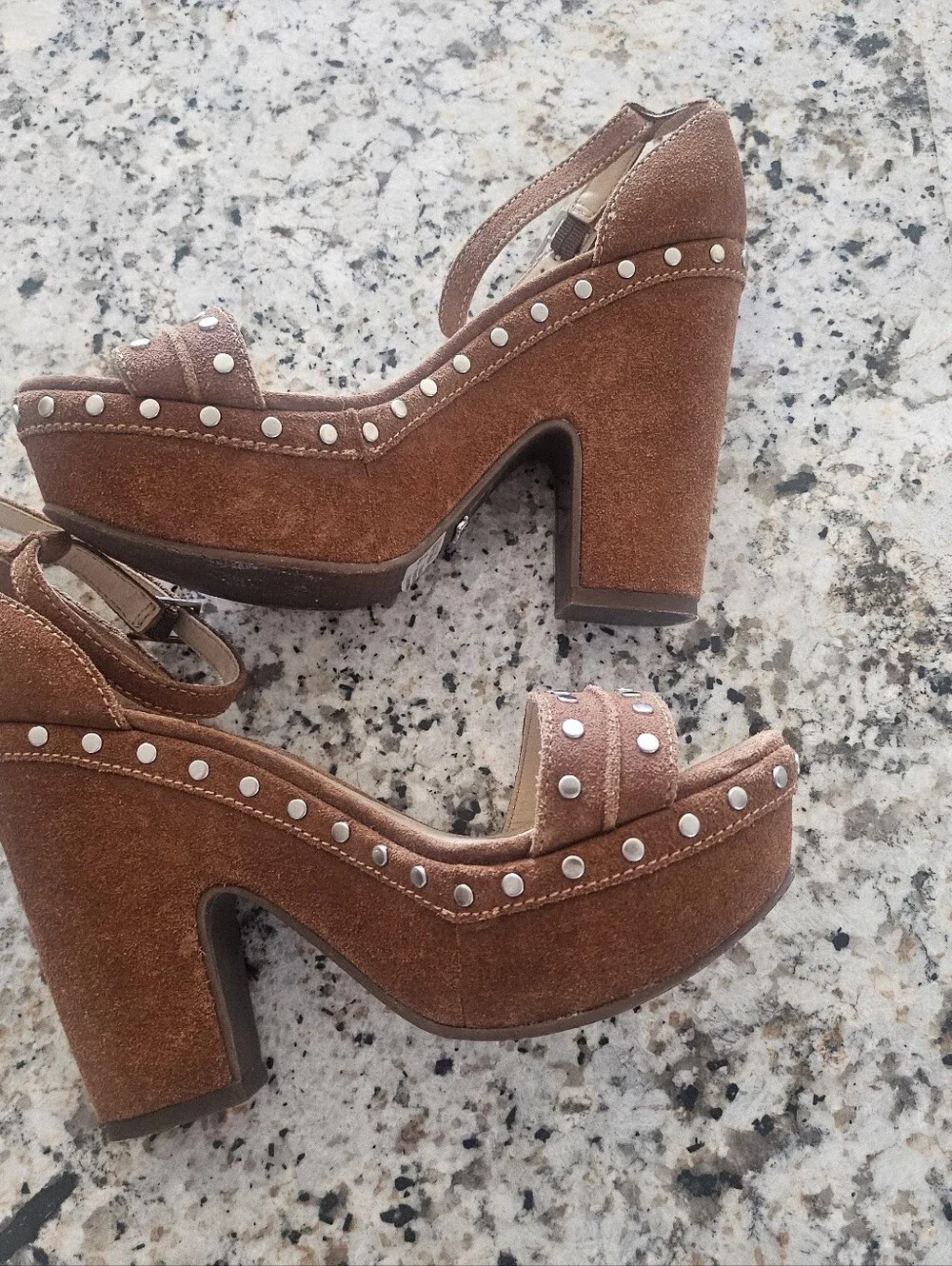 Schutz Tora Studded Suede Platform Sandals